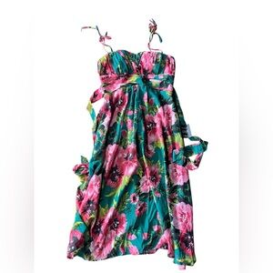 NWT Lulus Floral Pink and Green Dress, Large